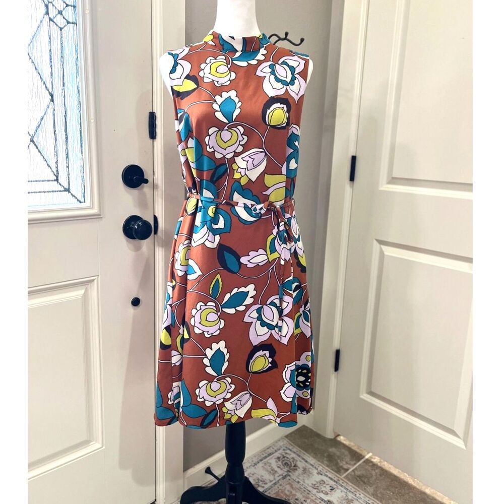 ModCloth In With Excitement Retro Floral Sleeveless Dress – Size L